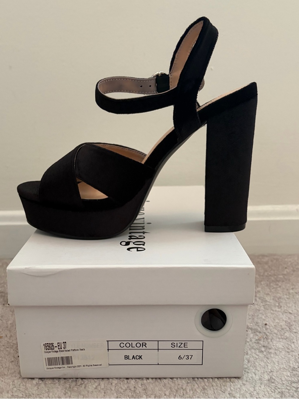Black Platform Block Heel Sandals